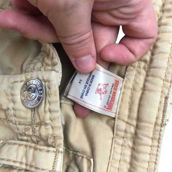 RARE True Religion Jeans Size 34 Cargo Pants Khaki Brown - Picture 13 of 13